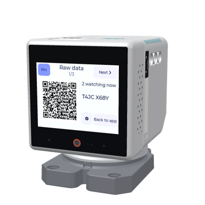 The robot's QR screen: scan it to pair a phone