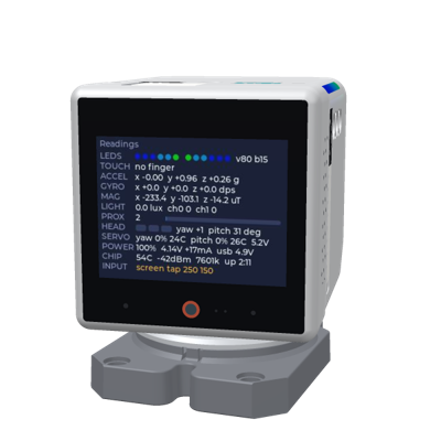 The robot running Raw data: its own readings on its screen